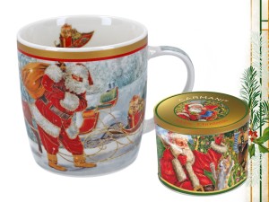 Kubek 380 ml świąteczny w puszce Mikołaj